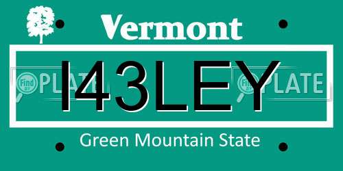 I43LEY Vermont License Plate