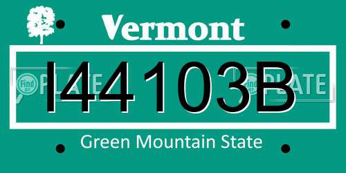 I44103B Vermont License Plate