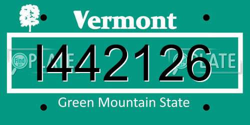 I442126 Vermont License Plate