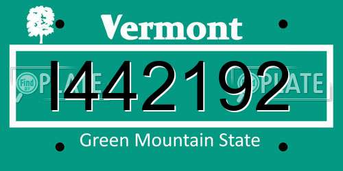 I442192 Vermont License Plate