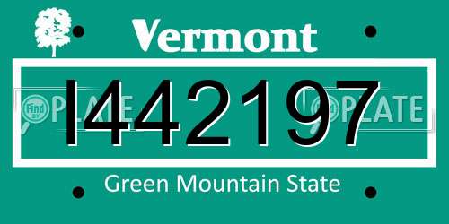 I442197 Vermont License Plate