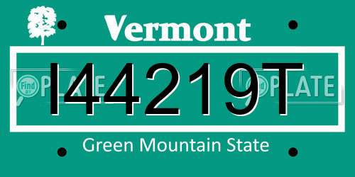I44219T Vermont License Plate