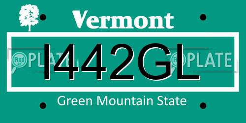 I442GL Vermont License Plate