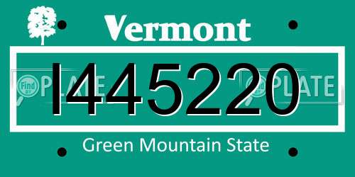 I445220 Vermont License Plate