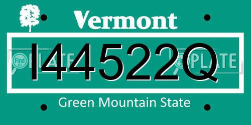 I44522Q Vermont License Plate