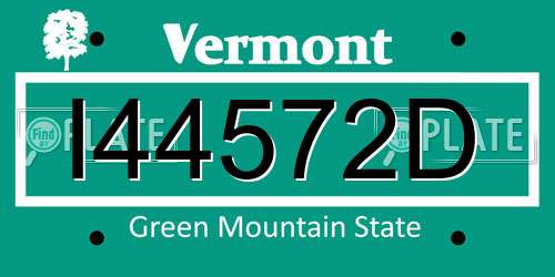 I44572D Vermont License Plate