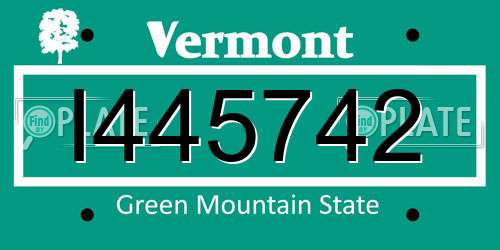 I445742 Vermont License Plate