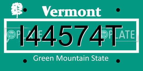 I44574T Vermont License Plate