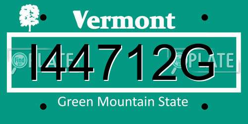 I44712G Vermont License Plate