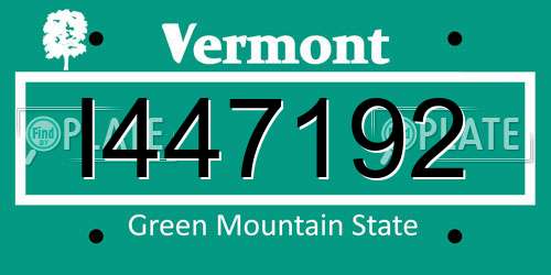 I447192 Vermont License Plate