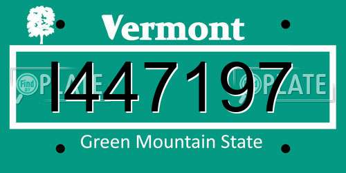 I447197 Vermont License Plate