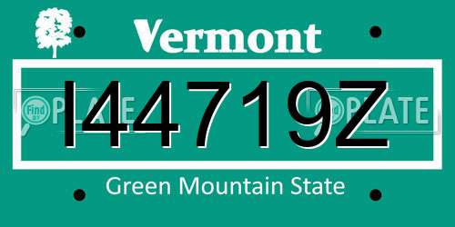 I44719Z Vermont License Plate