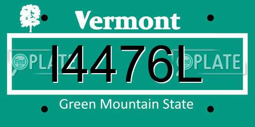 I4476L Vermont License Plate