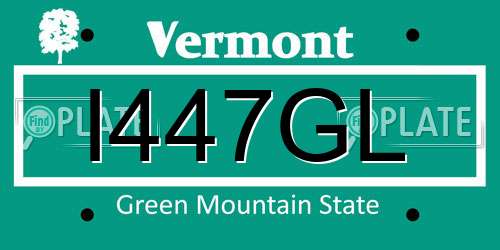 I447GL Vermont License Plate