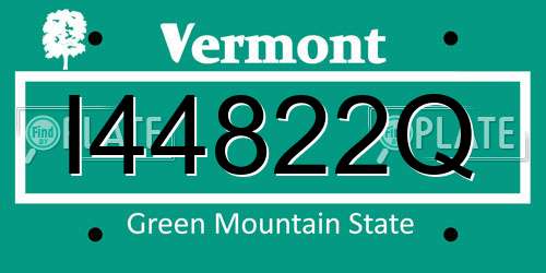 I44822Q Vermont License Plate