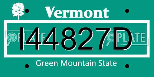 I44827D Vermont License Plate