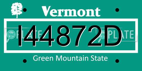 I44872D Vermont License Plate