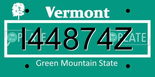 I44874Z Vermont License Plate