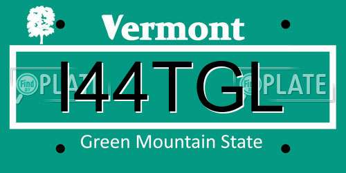 I44TGL Vermont License Plate