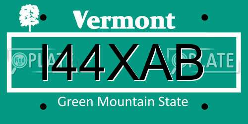 I44XAB Vermont License Plate