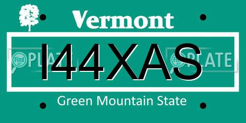 I44XAS Vermont License Plate