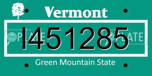 I451285 Vermont License Plate