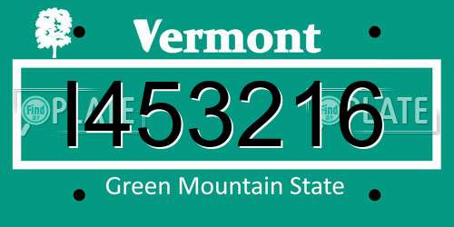 I453216 Vermont License Plate