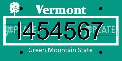 I454567 Vermont License Plate