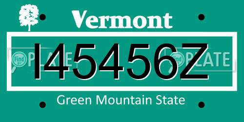 I45456Z Vermont License Plate