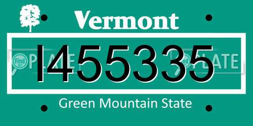 I455335 Vermont License Plate