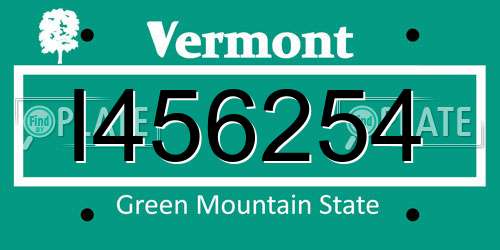 I456254 Vermont License Plate