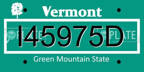 I45975D Vermont License Plate