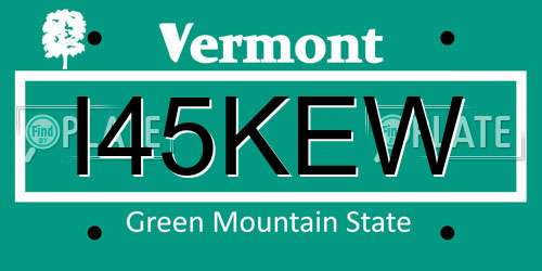I45KEW Vermont License Plate