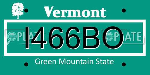 I466BO Vermont License Plate