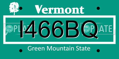 I466BQ Vermont License Plate
