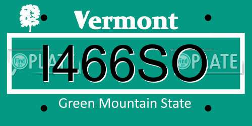 I466SO Vermont License Plate