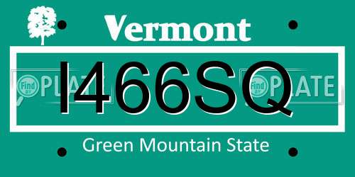 I466SQ Vermont License Plate