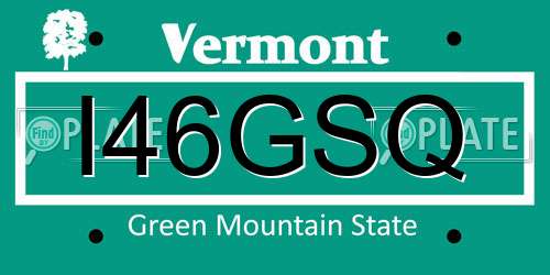 I46GSQ Vermont License Plate