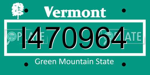 I470964 Vermont License Plate