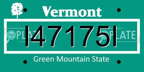 I47175I Vermont License Plate