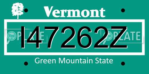 I47262Z Vermont License Plate