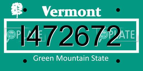 I472672 Vermont License Plate