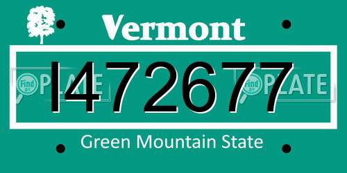 I472677 Vermont License Plate