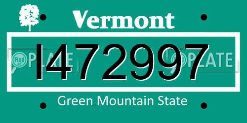I472997 Vermont License Plate