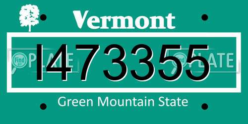 I473355 Vermont License Plate
