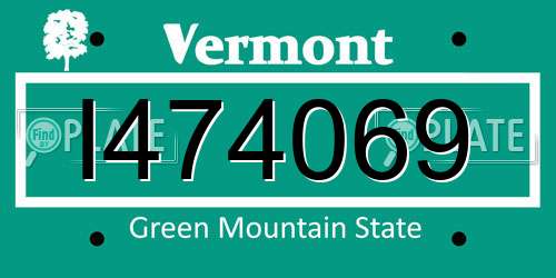 I474069 Vermont License Plate