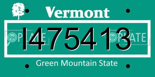 I475413 Vermont License Plate
