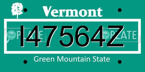 I47564Z Vermont License Plate