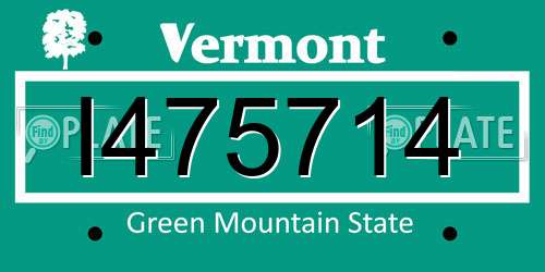 I475714 Vermont License Plate