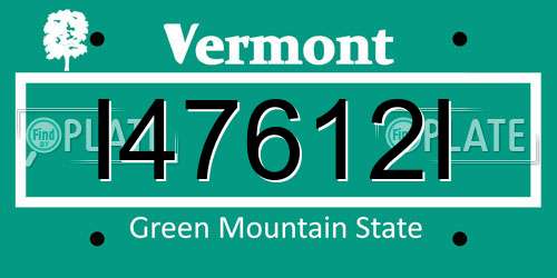 I47612I Vermont License Plate